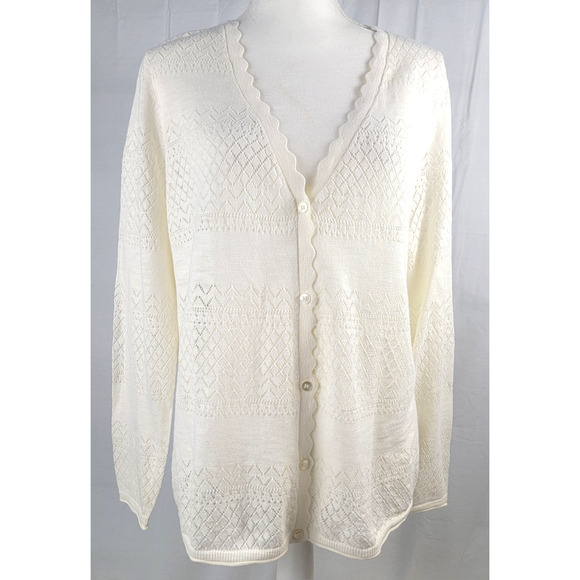 Frye Sweaters - Frye Women's Button Front Lightweight Pointelle Cardigan Women's Size XL Boho